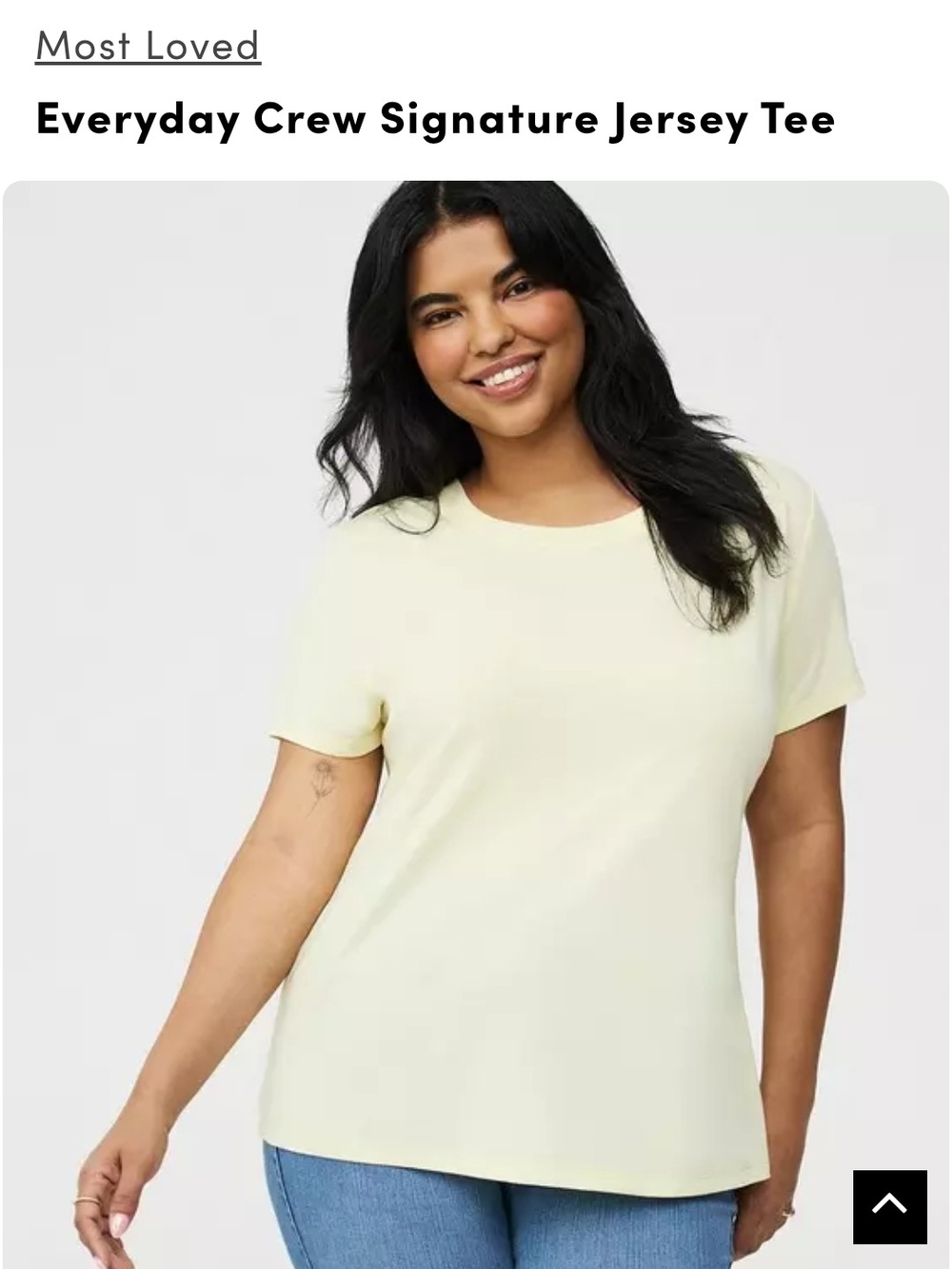 torrid Pale Yellow Crewneck Short Sleeve Tee
